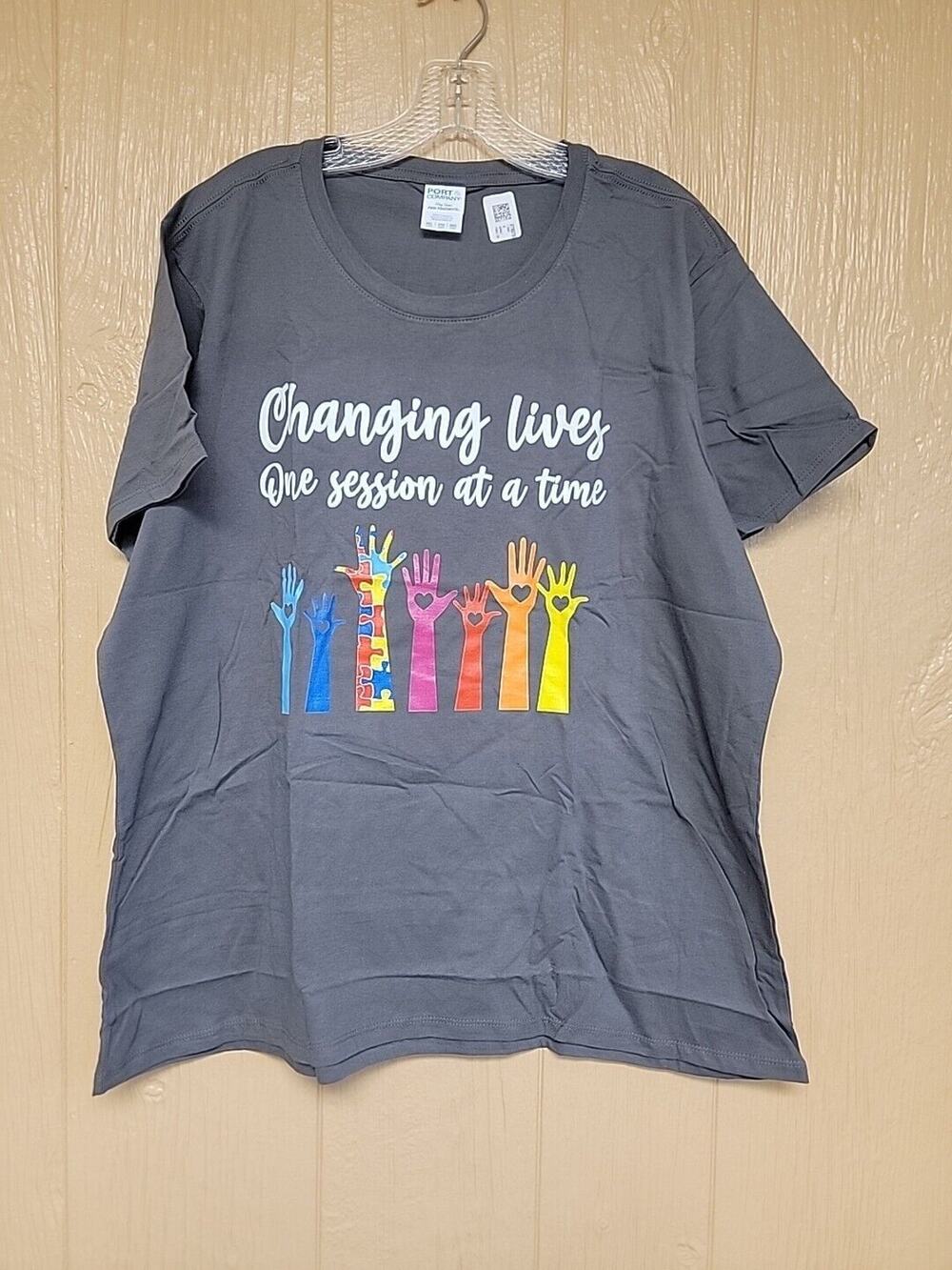Port & Company Womens T-Shirt sz 3XL Asphalt Gray Changing Lives